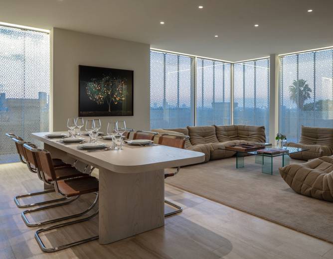 The Luxury Collection dining room and living room